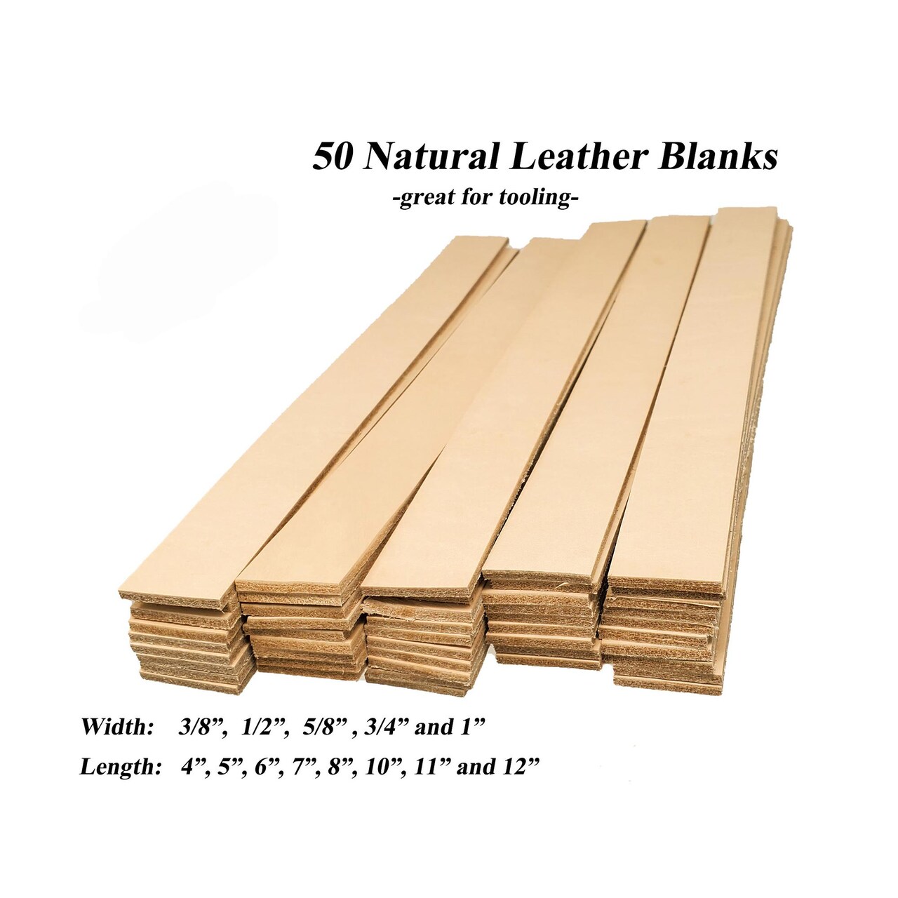 Vegetable-Tanned Leather Strips – 4"–7" Long, 3/8"–1" Wide for DIY Crafts